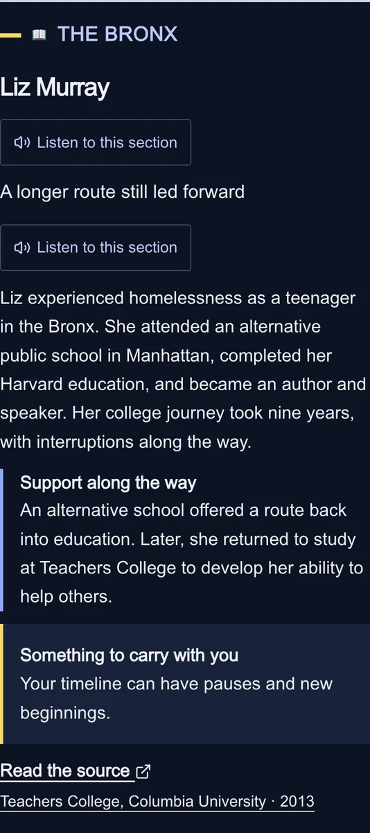 A Sunavero sourced Liz Murray biography page.